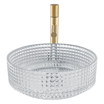 Lavabo en verre formé par cylindre européen Crystal Clear Sink Diemater 14,8 »