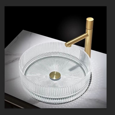 Le cylindre éviers de navire de dessus de Tableau a formé de lavabo cristal en verre clair 15,5 de restaurant des »