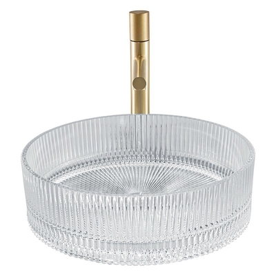 Le cylindre éviers de navire de dessus de Tableau a formé de lavabo cristal en verre clair 15,5 de restaurant des »
