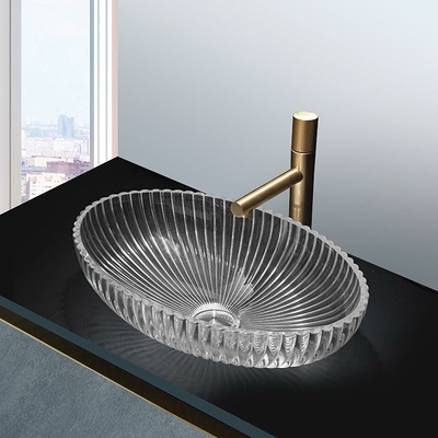 Type en verre de cuvette de navire lavabo pour l'éraflure commerciale résistante