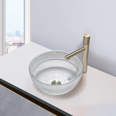 Éviers Calathiform de partie supérieure du comptoir de salle de bains de Crystal Clear Glass Vessel Basins