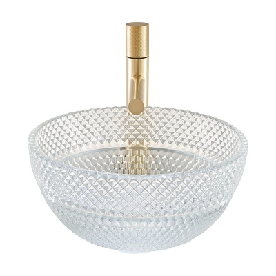 Éviers Calathiform de partie supérieure du comptoir de salle de bains de Crystal Clear Glass Vessel Basins