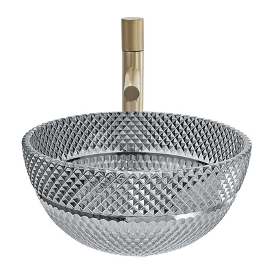 Crystal Glass Round Countertop Basin moderne pour la salle de bains