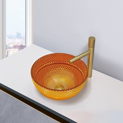 La salle de bains en verre ronde de couleur d'or du lavabo 24K descend facile maintiennent