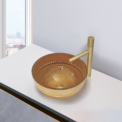 La cuvette britannique de couleur d'or de Crystal Glass Wash Basin In forment des éviers de partie supérieure du comptoir de salle de bains