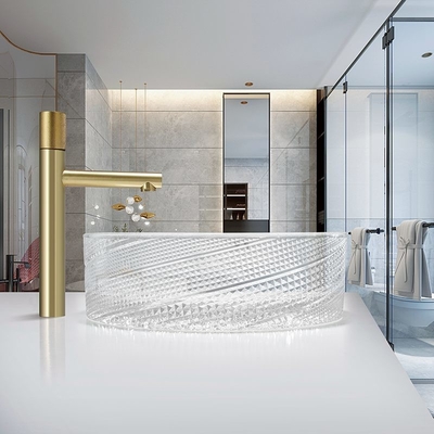 Bassins en verre clairs extérieurs de navire de sergé pour l'hôtel de salle de bains