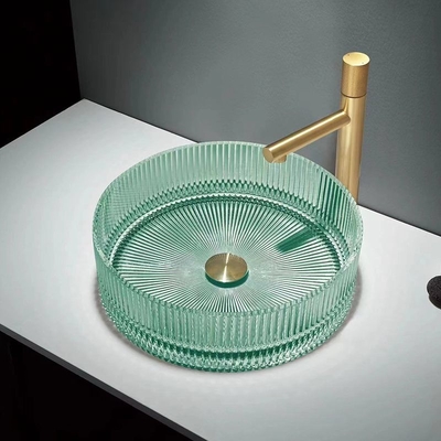 Crystal Glass Wash Basin Cylindrical coloré forment la cuvette de bassin de partie supérieure du comptoir