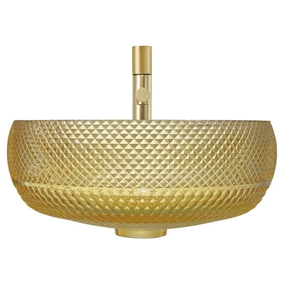 Évier de vanité de salle de bains de couleur de Crystal Glass Vessel Basins Yellow de conception de l'Italie
