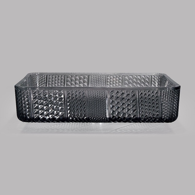 Évier noir transparent en verre de forme rectangulaire de lavabo de style européen