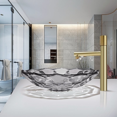 Lumière en verre formée par boule moderne Gray Color Vessel Sinks Pop de lavabo vers le haut de drain