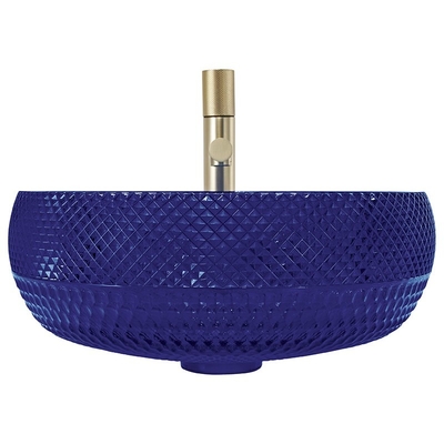 Évier bleu de partie supérieure du comptoir de couleur de Crystal Glass Vessel Basins Royal