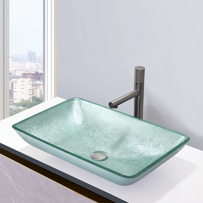 Solide rectangulaire gâché argenté de dessus de Tableau de bol en verre de lavabos de Bath