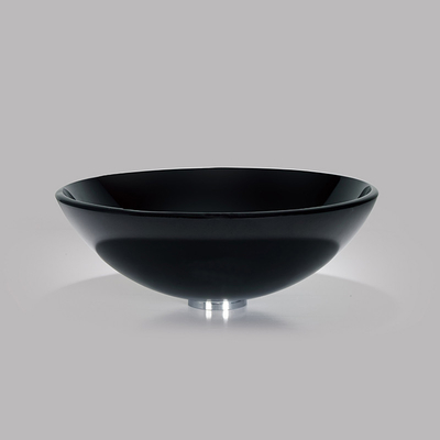 lavabos de partie supérieure du comptoir de salle de bains de noir d'évier de verre trempé de 420mm