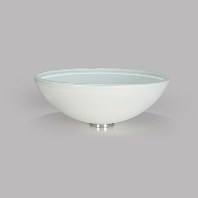Haut évier rond blanc brillant de partie supérieure du comptoir de salle de bains d'évier de verre trempé