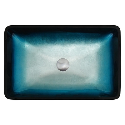 Solide rectangulaire gâché bleu de dessus de Tableau de bol en verre de lavabos de Bath de gradient