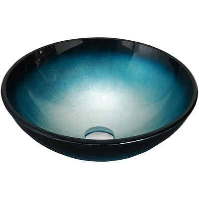 Propre facile de noir d'évier de verre trempé de salle de bains de cuvette ronde bleue de lavabo