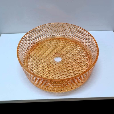 Lavabo orange de dessus de Tableau de couleur de Diamond Shape Crystal Vessel Sink