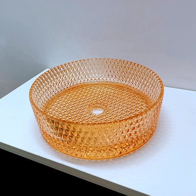 Lavabo orange de dessus de Tableau de couleur de Diamond Shape Crystal Vessel Sink