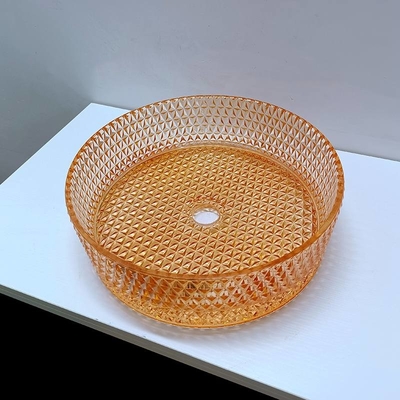 Lavabo orange de dessus de Tableau de couleur de Diamond Shape Crystal Vessel Sink