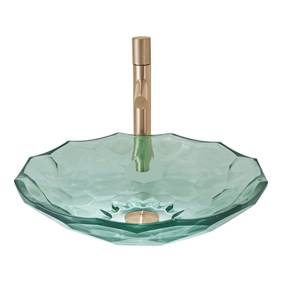 La couleur vert clair Crystal Glass Wash Basin Football forment la cuvette de bassin de partie supérieure du comptoir