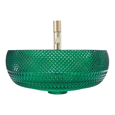Le rond européen de style a formé la couleur en verre de Crystal Bathroom Wash Sinks Green de bassins de navire