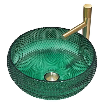 Le rond européen de style a formé la couleur en verre de Crystal Bathroom Wash Sinks Green de bassins de navire