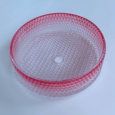 Cuvette en verre rouge de bassin de gradient moderne coulant Crystal Bathroom Vanity Sink sous pression