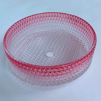 Cuvette en verre rouge de bassin de gradient moderne coulant Crystal Bathroom Vanity Sink sous pression