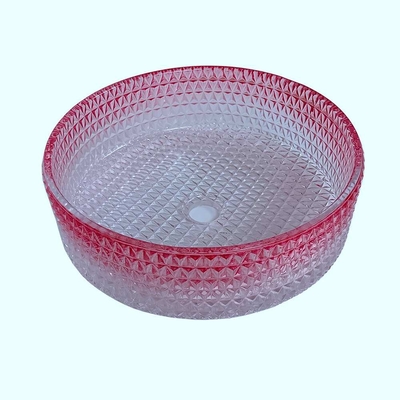 Cuvette en verre rouge de bassin de gradient moderne coulant Crystal Bathroom Vanity Sink sous pression