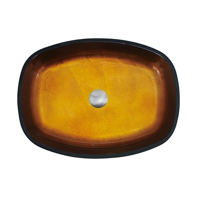 Déjouez les lavabos de verre trempé d'or que le navire de salle de bains de forme de melon de bol en verre descend