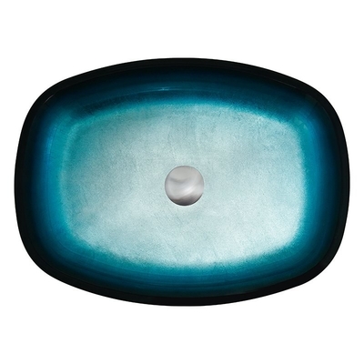 Le bleu en verre de gradient a gâché des lavabos de Bath que le melon forment la partie supérieure du comptoir de dessus de Tableau montée