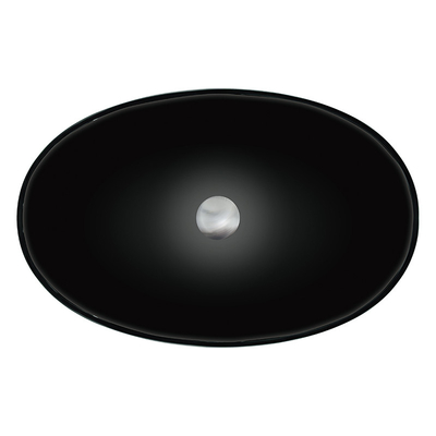 Hauts lavabos noirs brillants en verre de salle de bains de dessus de Tableau de forme de bateau d'évier de verre trempé