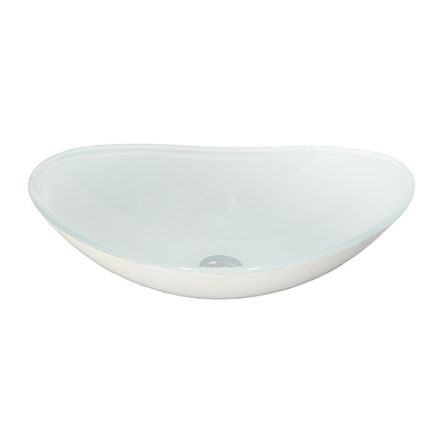 Lavabo blanc brillant formé par bateau d'évier de verre trempé le haut rayent résistant