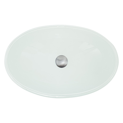 Lavabo blanc brillant formé par bateau d'évier de verre trempé le haut rayent résistant