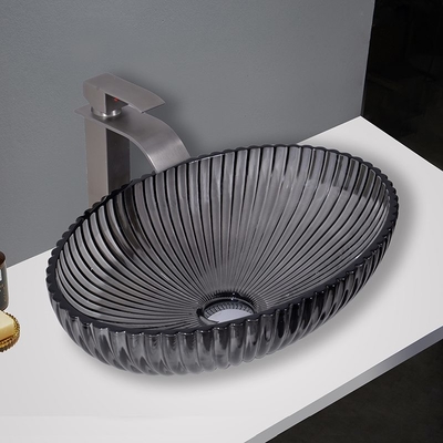 Lavabos en verre noir transparent avec drain escamotable évier de meuble de salle de bain de 1,77 pouces