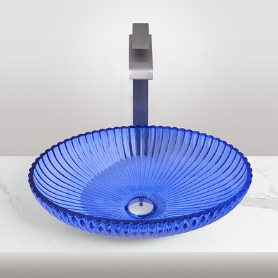 Lavabo en verre à la mode avec 1 trou de 12 mm d'épaisseur, couleurs peintes transparentes, éviers de salle de bains