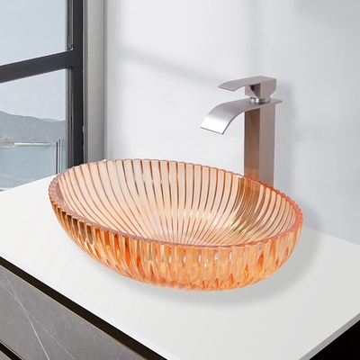 Bassins de navire en verre peints transparents uniques évier de salle de bains de drain de 1,77 pouces