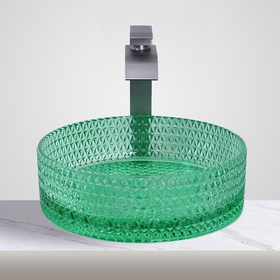 Lavabo en verre moderne de 1 trou avec le navire d'évier de salle de bains de matériel de support