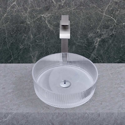 Lavabo en verre à 1 trou 395 * 395 * 120mm Lavabos en verre montés sur le comptoir de la salle de bain