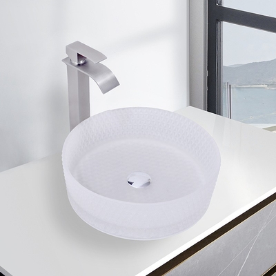 Le navire de partie supérieure du comptoir de salle de bains de Matt d'acide de lavabo en verre fixé au mur coule garantie de 24 mois