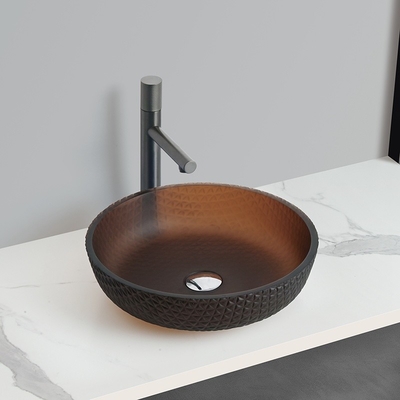Lave-vaisselle en verre rond en or avec un trou d'égout de 45 mm et 1,75 pouce