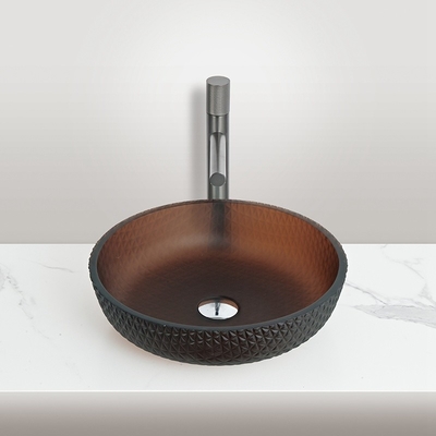 Acide Mat Or Couleur de thé Cuve de lavage en verre Pour la décoration intérieure Vaisseaux durables