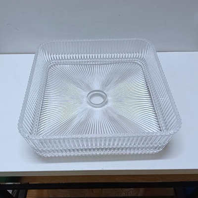 Evier de salle de bains en verre transparent sans débordement inclus