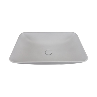 Lavoir de lavage en béton monté sur un comptoir gris blanc rectangulaire