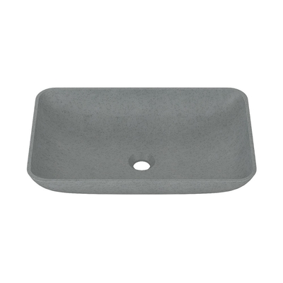 Bassin de lavage en béton gris bleu-bleu de taille moyenne avec emplacement du drain central