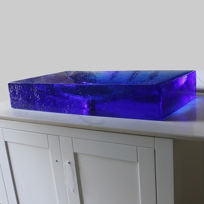 Salles de bains en verre vitreux bassins de lavage couleur bleu ciel 40 kg poids éviers