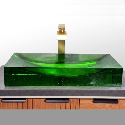 Superbe évier en verre vitré 1 trou pour les salles de bains élégantes