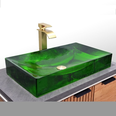 Superbe évier en verre vitré 1 trou pour les salles de bains élégantes
