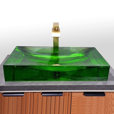 Projet de salle de bains en verre vitré avec lavabo pop-up