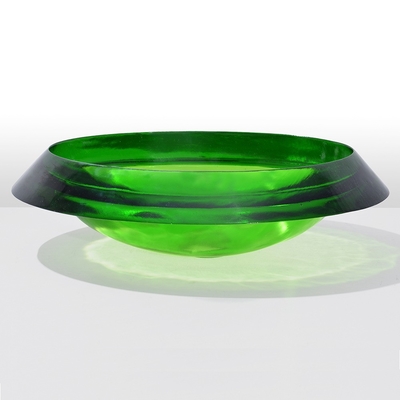 Étagères en verre glacé ovale semi-incorporé éviers en verre vert évier